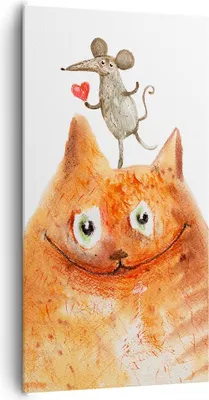 Produktbild von Bild auf Leinwand - Leinwandbild - Einteilig - Katze Maus Kinder - 65x120cm - Wand Bild - Wanddeko - Wandbilder - Leinwanddruck - Bilder - Wanddekoration - Leinwand bilder - Wandbild - PA65x120-4195