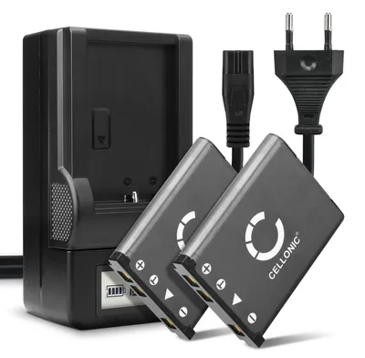 Produktbild von CELLONIC 2x Akku für Kamera Kompatibel mit Rollei Compactline 350, Powerflex 400, Powerflex 240 HD, DS5370 - (700mAh, 3.7V) + Ladegerät