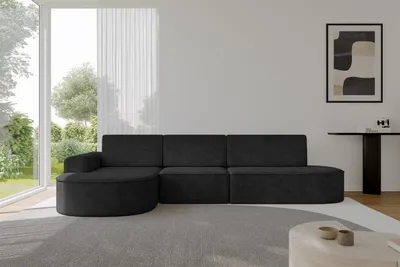 Produktbild von ALTDECOR Ecksofa mit Schlaffunktion und Bettkasten - MARI-L2-S - 368X167X85 - Schwarz Corner Sofa Eckcouch Couch L-Form, links/rechts angeordnet, Schlafcouch Ausziehbar Wohnlandschaft