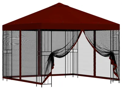 Produktbild von vidaXL Garten Pavillon mit Seitenwänden 3 x 3 m Bordeauxrot