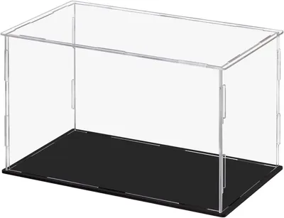 Imagen del producto de Vitrina de acrílico transparente, con base negra, de 25x10x15 cm, ideal para colecciones
