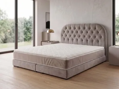 Produktbild von Polsterbett  LEON 4 mit Kopfteil, modernes gepolstertes Bett in 140 x 200 cm Farbe: Beige