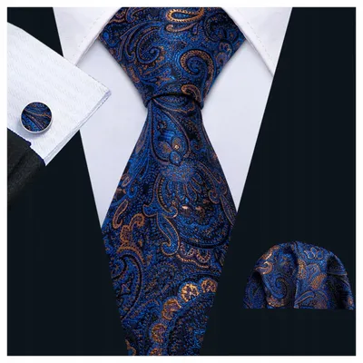 Produktbild von Luvu Herren Krawatten-Set 8cm mit Einstecktuch und Manschettenknöpfen