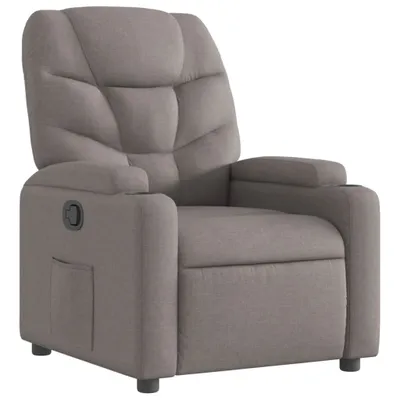 A studio shot of a gray recliner chair.