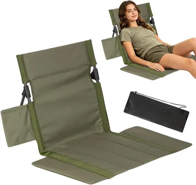 Produktbild von Strandmatte mit Rückenlehne, klappbar, grün, mit Tasche, für Strand