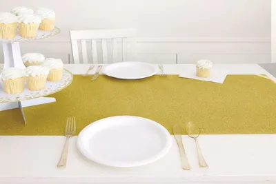 Produktbild von Plastik Tischläufer gold Glitzer