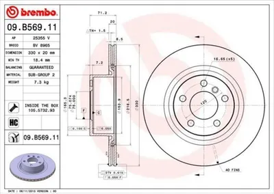 Immagine prodotto di 2x Disco freno BREMBO 09.B569.11