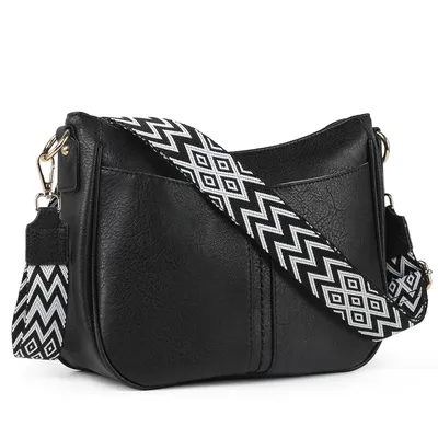Produktbild von Umhängetasche Handtasche Damen mittelgroß Schultertasche Crossbody Bag Damenhandtasche Mehrere Fächertaschen (Schwarz)