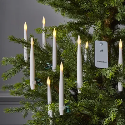 Produktbild von LED-Baumkerze 'Paulina'- flackernde LED - Kunststoff - H: 15,5cm - Fernbedienung - 10er Set - weiß