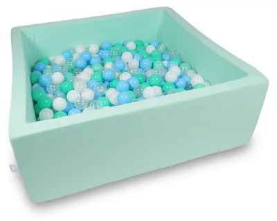 Immagine prodotto di Piscina a secco 110x110x40cm menta con 600 palline: azzurro, trasparente, menta, bianco