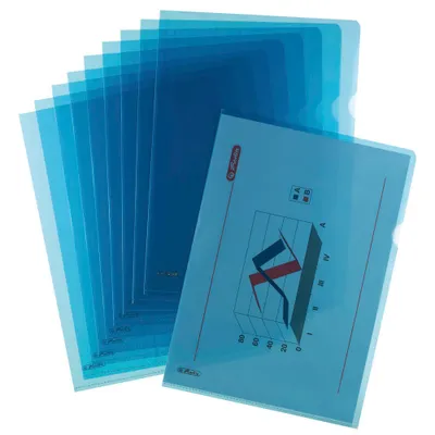 Produktbild von Herlitz 10 Sichthüllen Aktenhülle blau genarbt DIN A4