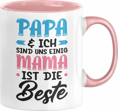 Produktbild von Mama Geschenk Tasse Papa Und Ich Sind Uns Einig Mama Ist Die Beste Geschenkidee Muttertagsgeschenk von Sohn Tochter (Rosa)