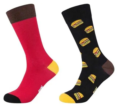 Image de Inny - Chaussettes pour hommes/femmes unies (lot de 2) PP9714 (41 EU - 47 EU) (noir/rouge/jaune)