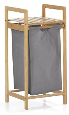 Immagine prodotto di Cesto portabiancheria Lumaland in bambù con sacco porta biancheria estraibile Ripiano Materiale facile da pulire, resistente all'umidità, facilmente lavabile 73H x 33L x 33P cm