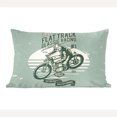 Obrázek produktu pro MuchoWow® Dekorační polštář Polštář na pohovku Dekorační polštář do obývacího pokoje 50x30 Motorka - Retro - kresba - citace