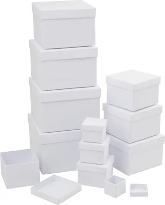Produktbild von VBS XXL Pappschachteln "Quadrat", Weiß, 12er-Set