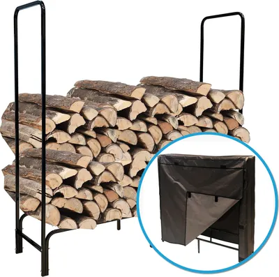 Produktbild von NYVI Kaminholzregal NYVILiving Ignio 238 x 34 x 103 cm aus Metall mit Wasserdichter Abdeckung – Wetterfest, Rostfrei, Hochbelastbar bis 300kg 0,83m³ - Brennholzregal Feuerholzregal für Innen & Außen