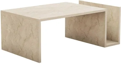 Image de Table basse élégante couleur travertin avec aspect marbre