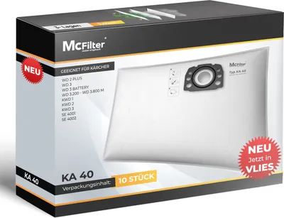 Produktbild von McFilter | 10 Staubsaugerbeutel Vlies geeignet für Kärcher KFI 357, WD 2 Plus, WD 3 Serie, KWD 1-3, SE 4001, SE 4002 | passend wie 2.863-314.0