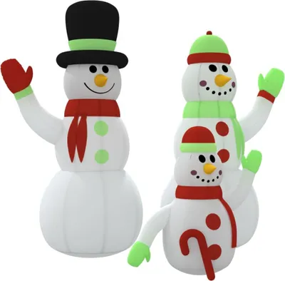 Productafbeelding van Opblaasbare sneeuwpopfamilie met LED’s 500 cm