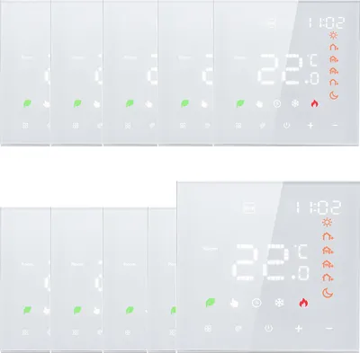 Obrázok produktu pre 10x inteligentný termostat, izbový termostat, digitálny LCD dotykový termostat, nástenný termostat pre ohrev teplej vody 3A a podlahové kúrenie, biely