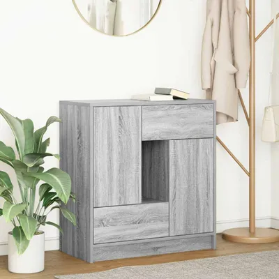 Zdjęcie produktu dla vidaXL Kredens z szufladami i drzwiczkami szary Sonoma 70,5x34x74,5 cm