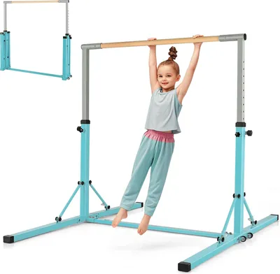 Produktbild von GOPLUS Gymnastik Turnreck, 13-stufig höhenverstellbar, Turnstange faltbar mit Rollen, bis 100 kg belastbar, Gymnastikstange für Kinder ab 3 Jahren