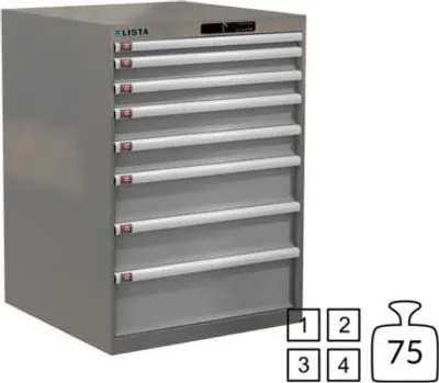 Produktbild von Lista Schubladenschrank - 78.176.521 - 1.000x717x725 mm (HxBxT) - 8 Schubladen - 75 kg - Code Lock - NCS S 6502-B/RAL 7035