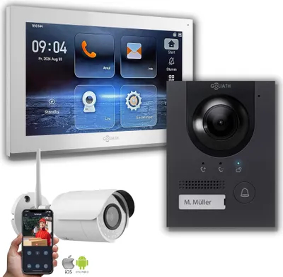 Produktbild von IP Gegensprechanlage | 10 Zoll Monitor | 1x IP Kamera | Anthrazit : 1 Monitor : 10 Zoll Weiß : Unterputzdose Monitor Anzahl: 1 Monitor Monitor Farbe: 10 Zoll Weiß Montage: Unterputzdose