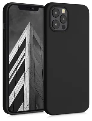 Produktbild von kwmobile Hülle kompatibel mit Apple iPhone 12 Pro Max Hülle - gummierte TPU Silikon Handyhülle - Schutzhülle für kabelloses Laden - Case in Schwarz