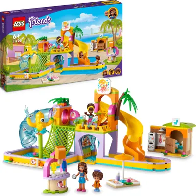 A LEGO Friends water park playset with mini-doll figures.