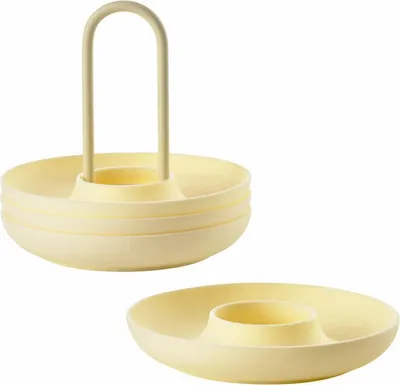 Produktbild von Zone Denmark Eierbecher Singles Limestone 4er Set mit Halter, Silikon, Metall, Gelb, 32229