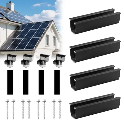 4x Zonnepaneelhalter 12 cm Rail, verstellbare Klemme 30-35 mm, Flachdach