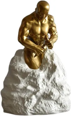 Produktbild von Charakter Skulptur Dekoration - Keramik - Startseite Dekoration - Abstrakte Kunstform - 37 cm hoch - Gold