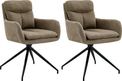 Produktbild von 2er Set Esszimmerstuhl DUTOR - Stoff Braun 57x62x83 cm | Essstühle Esszimmerstühle Küchenstühle Wohnzimmerstühle