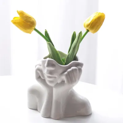 Immagine prodotto di Omgoods - Vaso in Vetroceramica a forma femminile, ideale per la scrivania e la decorazione