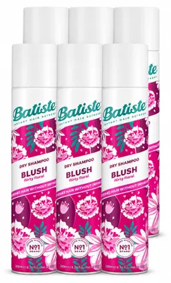 Obrázok produktu pre 6 ks šampónu do vlasov bez vody Batiste Blush – kvetinová vôňa – 200 ml – výhodný balík