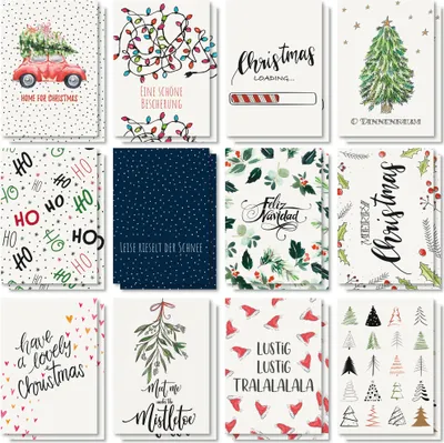 Produktbild von SIGEL DS701 Weihnachts-Postkarten-Set "Colourful Christmas" - A6 - 24 Karten
