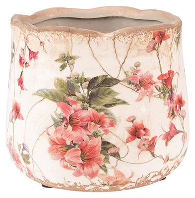 Produktbild von Clayre & Eef Blumentopf Ø 13x11 cm Rosa Beige Keramik Blumen