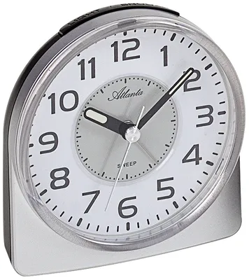 Produktbild von Atlanta 1996/19 Wecker Quarz analog silbern leise ohne Ticken mit Licht Snooze