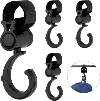 Imagen del producto de 4 soportes giratorios para cochecitos de bebé - Abrazaderas giratorias de 360 grados para cochecitos - Soportes para cochecitos compatibles con sillas de ruedas - Soportes para cochecitos compatibles con andadores - Soportes para cochecitos - Manillares para bicicletas
