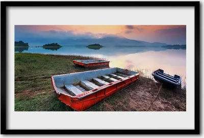 Produktbild von Bild 60x40 MDF-Rahmen Wandkunst Boot Landschaft