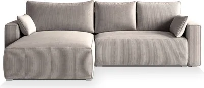 Produktbild von Masseno Ecksofa FORIL P mit Schlaffunktion L-Form, Sofa mit Bettkasten, Wohnzimmersofa, Couch, Soffa, Bettsofa, Couchgarnitur- Beige, POSO 02