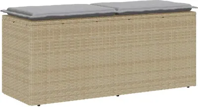 Obrázek produktu pro Zahradní lavice s poduškou béžová 110x40x44 cm polyratan