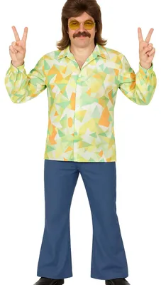 Produktbild von 70er Jahre Herren Kostüm – Retro Hemd und Schlaghose in Jeansoptik – Karneval & Mottoparty Outfit, Größe:XL