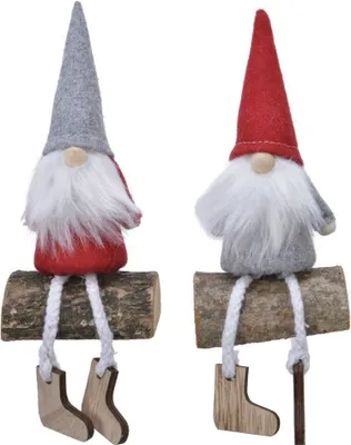 Produktbild von Weihnachtswichtel Zwerg Gnom Dekoration rot grau 14,5 cm 2-er Set