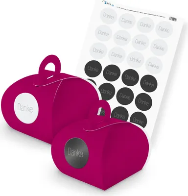 Produktbild von itenga SET Danke Schlicht Mix (Motiv 81) 24x Geschenkschachtel mit Griff pink +