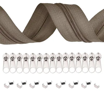 Produktbild von 6m Endlos-Reißverschluss 5mm mit 15 Zippern und 15 Endstücke freie Farbwahl, Farbe:810 braunbeige