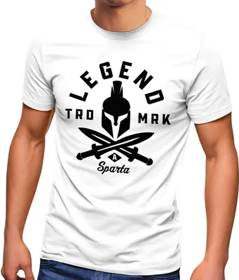 Produktbild von Herren T-Shirt Legend Sparta Spartan Helmet Schwerter Sport Fashion Streetstyle Neverless®  weiß 3XL