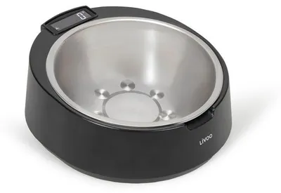Zdjęcie produktu dla Miska z wbudowaną wagą LIVOO PET109N - Pojemność 5 kg - Wyświetlacz LCD - Miska ze stali nierdzewnej, pojemność 800 ml